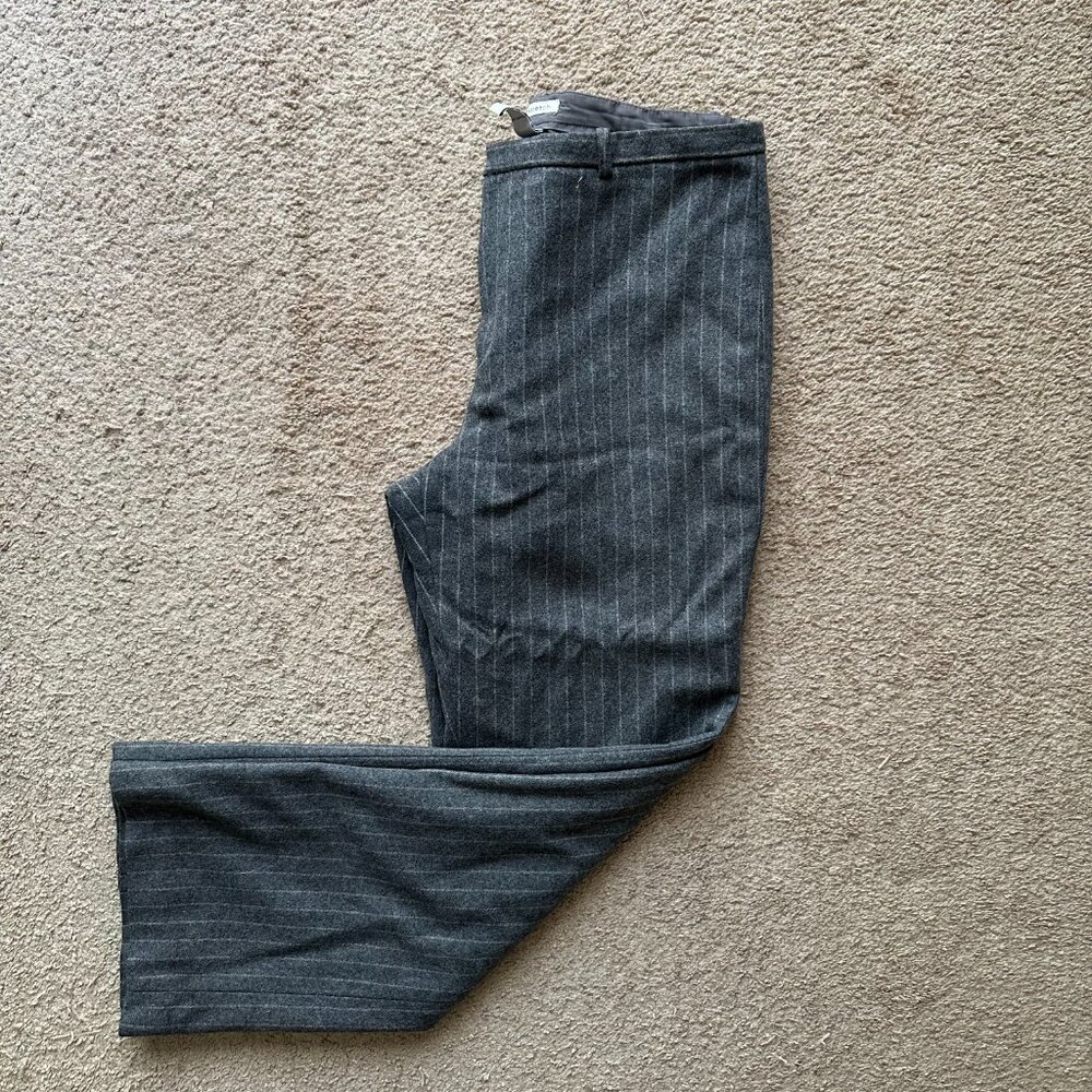 GAP Pants Womens 14R 34x32 Wool Blend Grey Pinstripe Mid Rise Slash Pockets